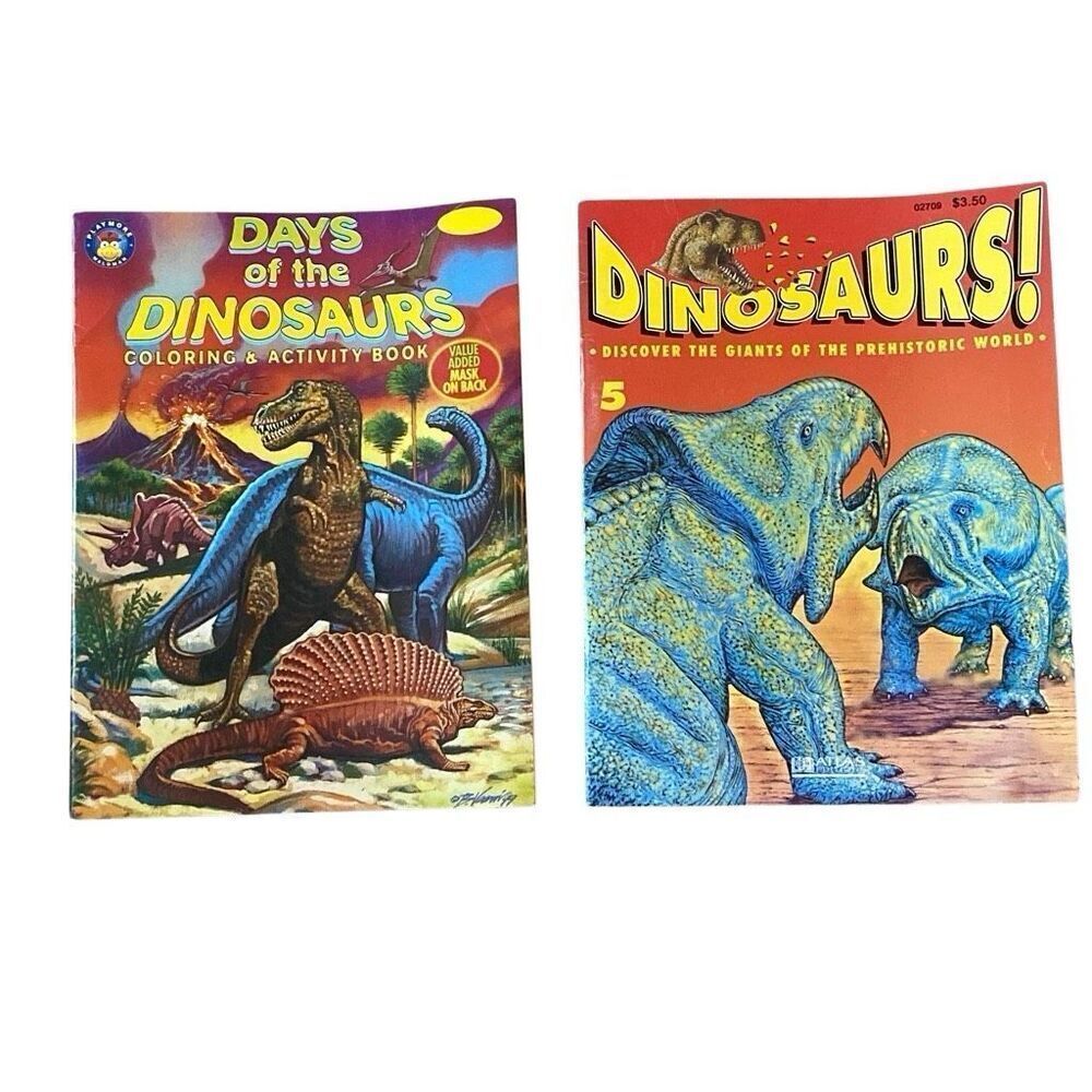 Vtg 90s Coloring Books Magazines Dinosaurs Atlas Editions Playmore Waldman NEW